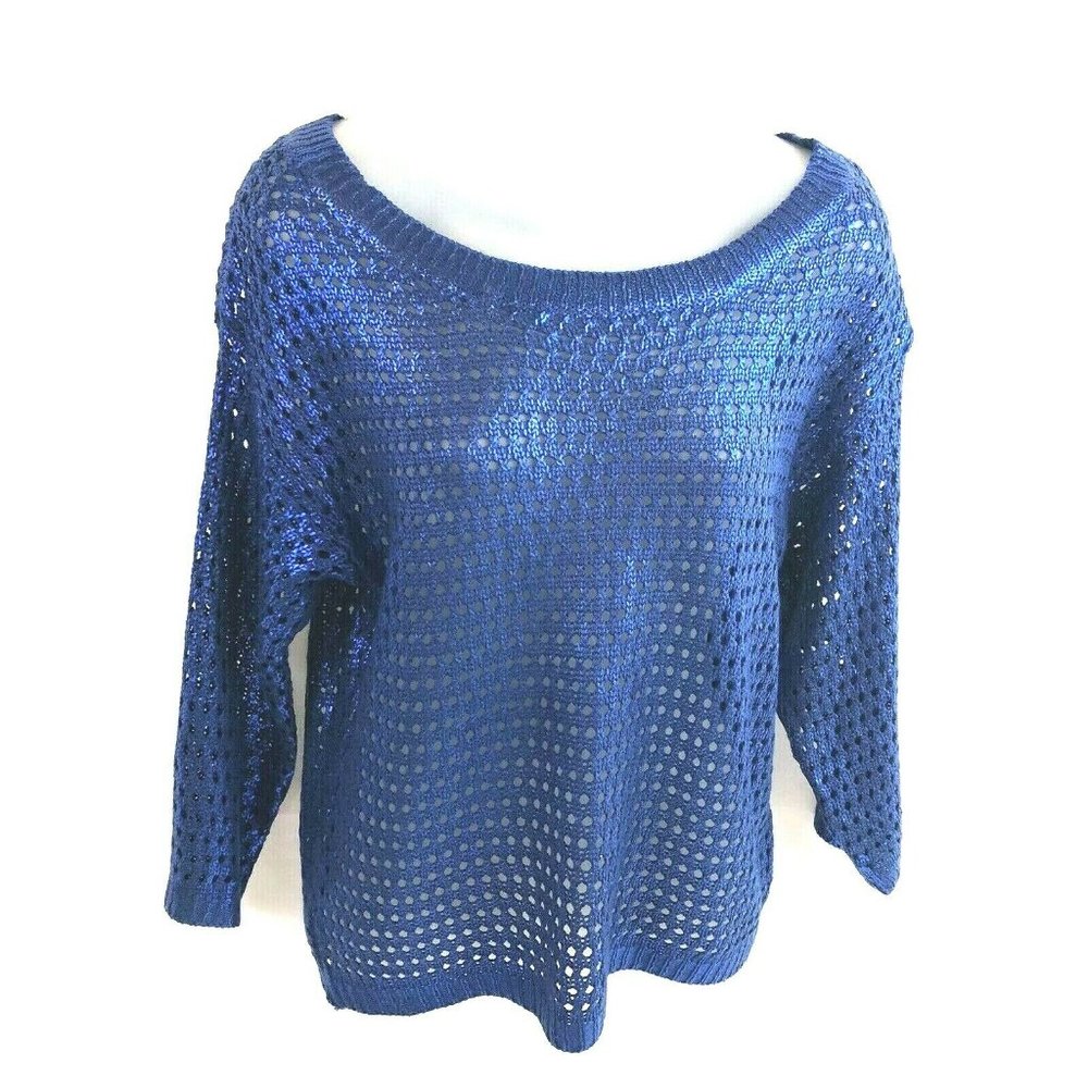 Love Always Shimmery Open Knit Pullover Top Medium